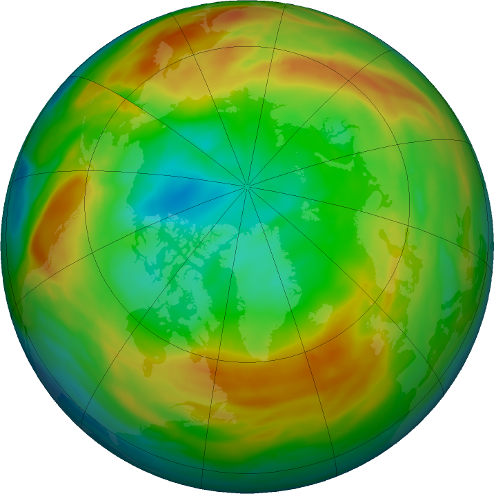 Arctic ozone map for 16 January 2020